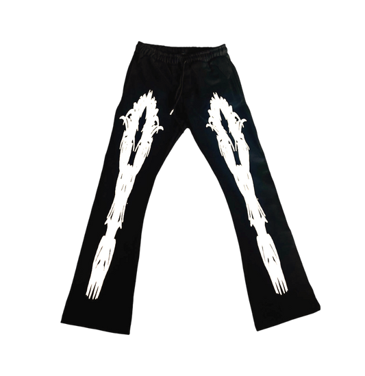 NEO TRIBAL BLACK FLARE SWEATPANTS