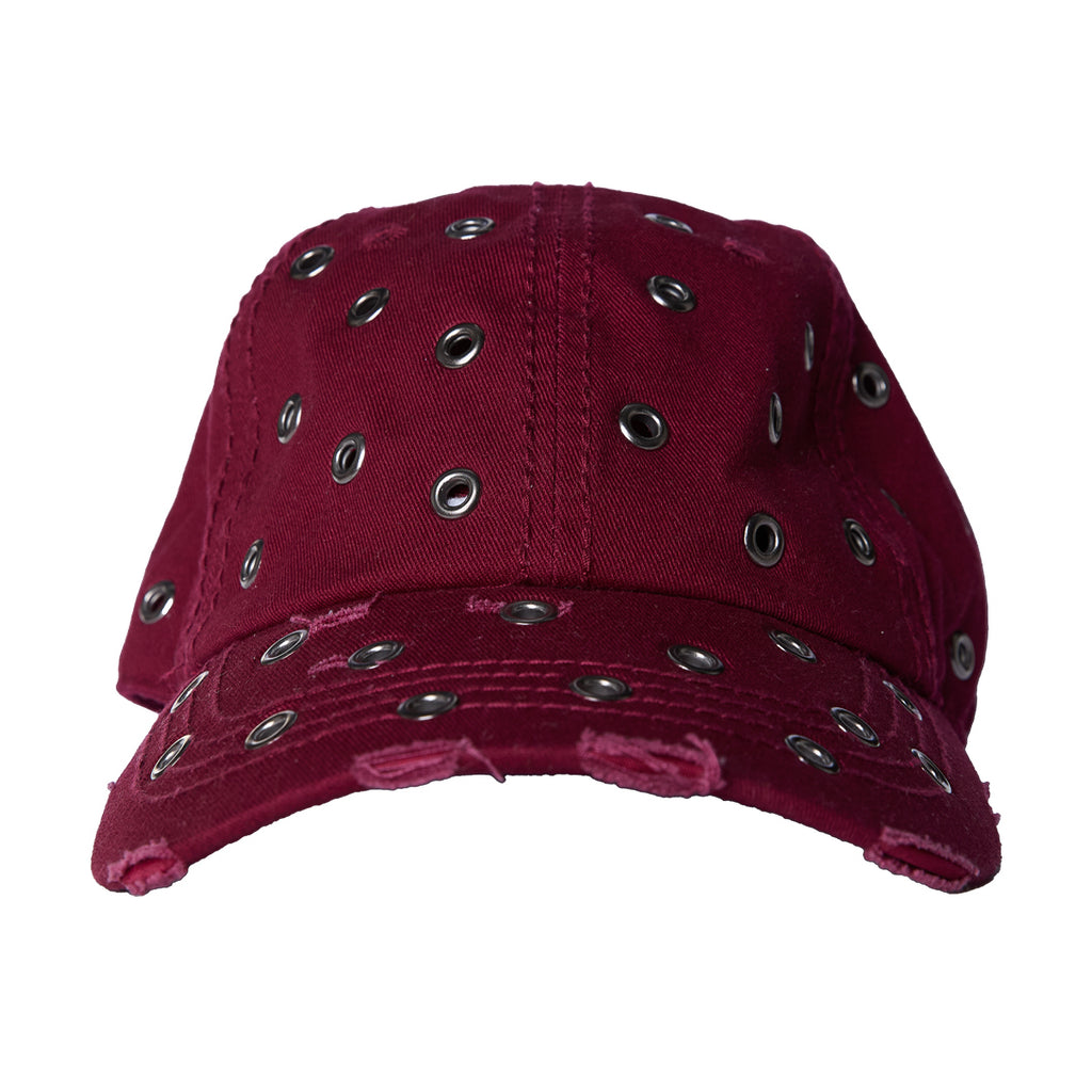 Burgundy Metal Thrashed Hat