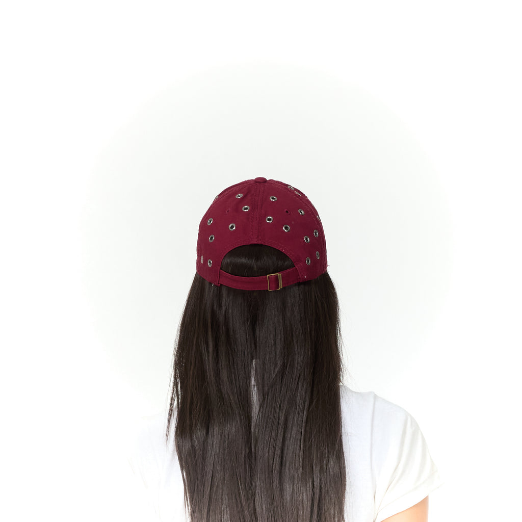Burgundy Metal Thrashed Hat