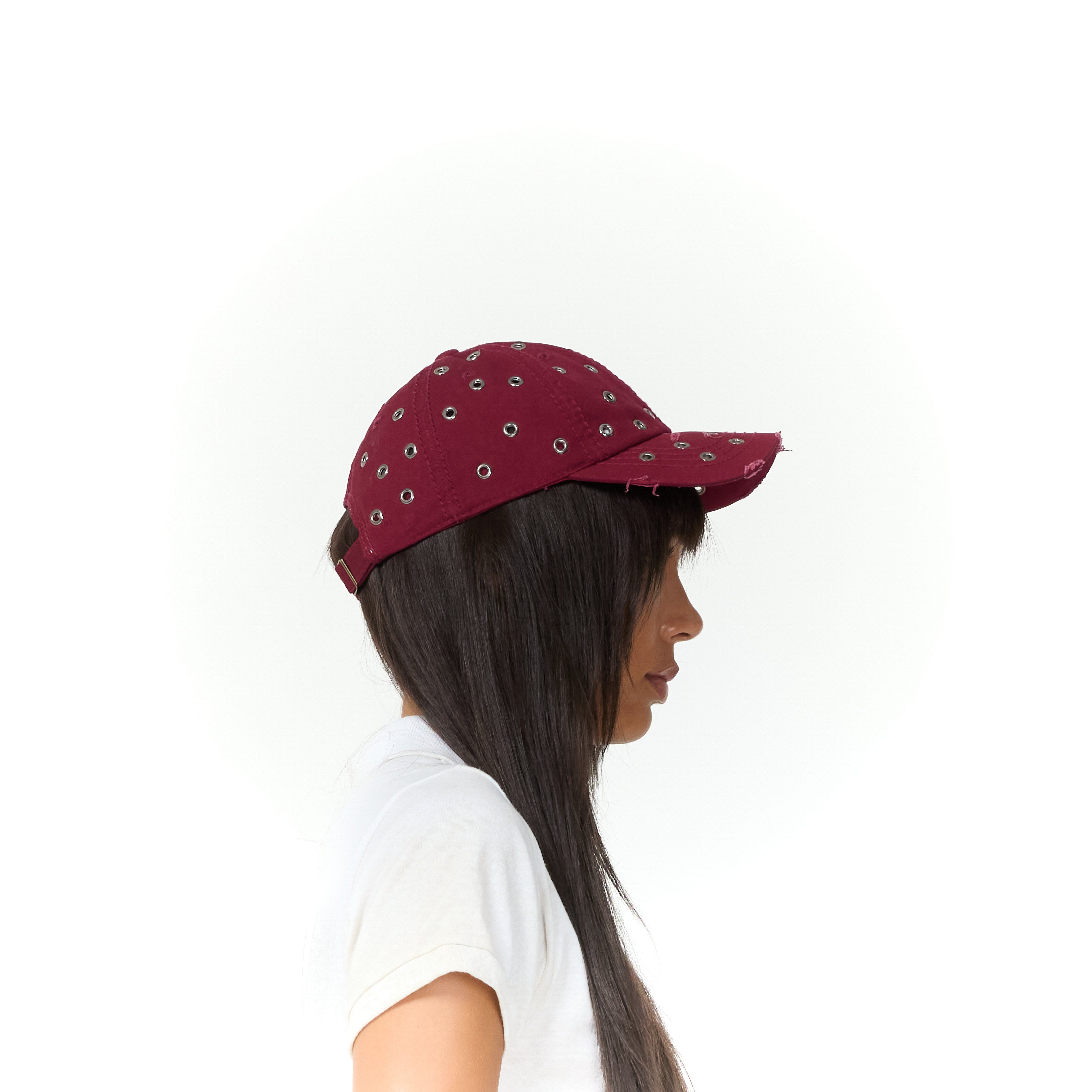 Burgundy Metal Thrashed Hat