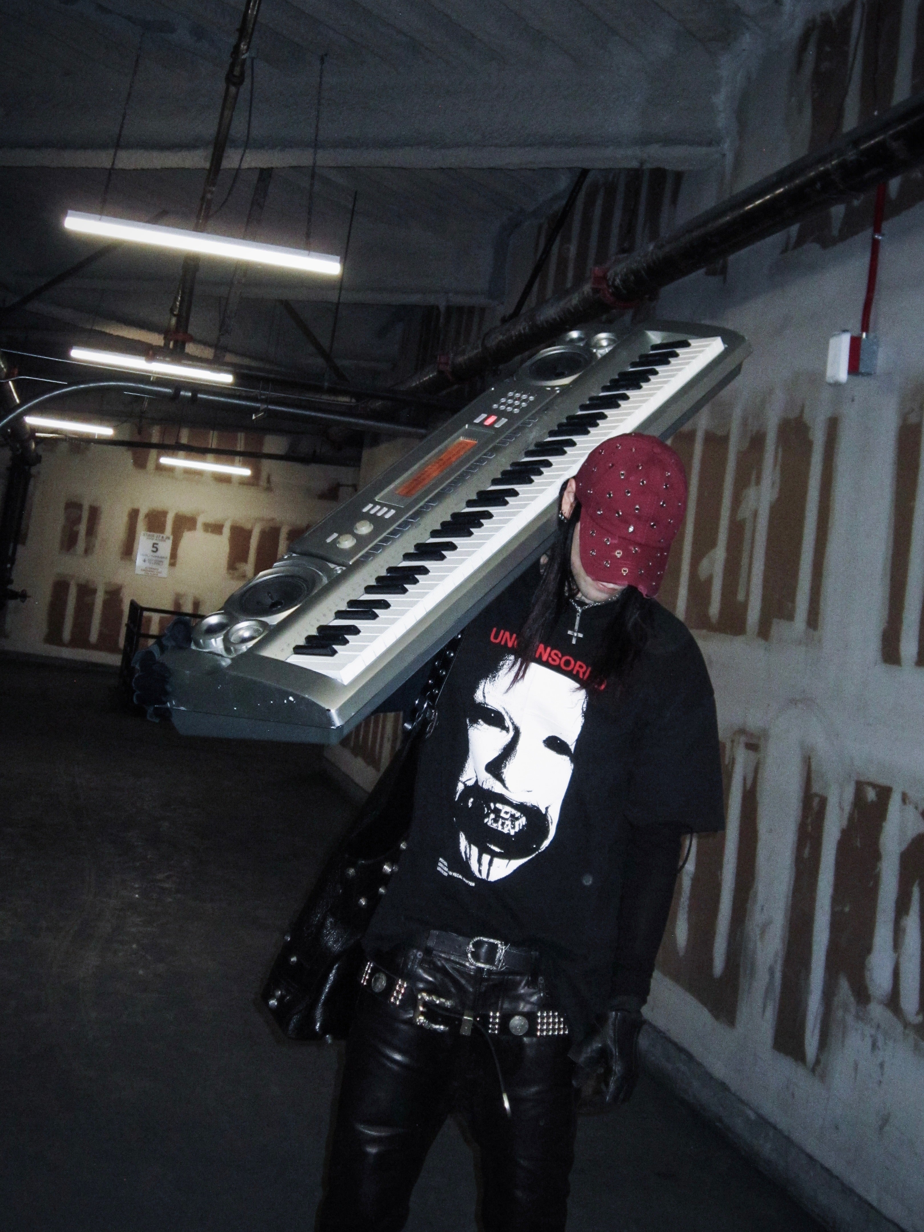 Burgundy Metal Thrashed Hat